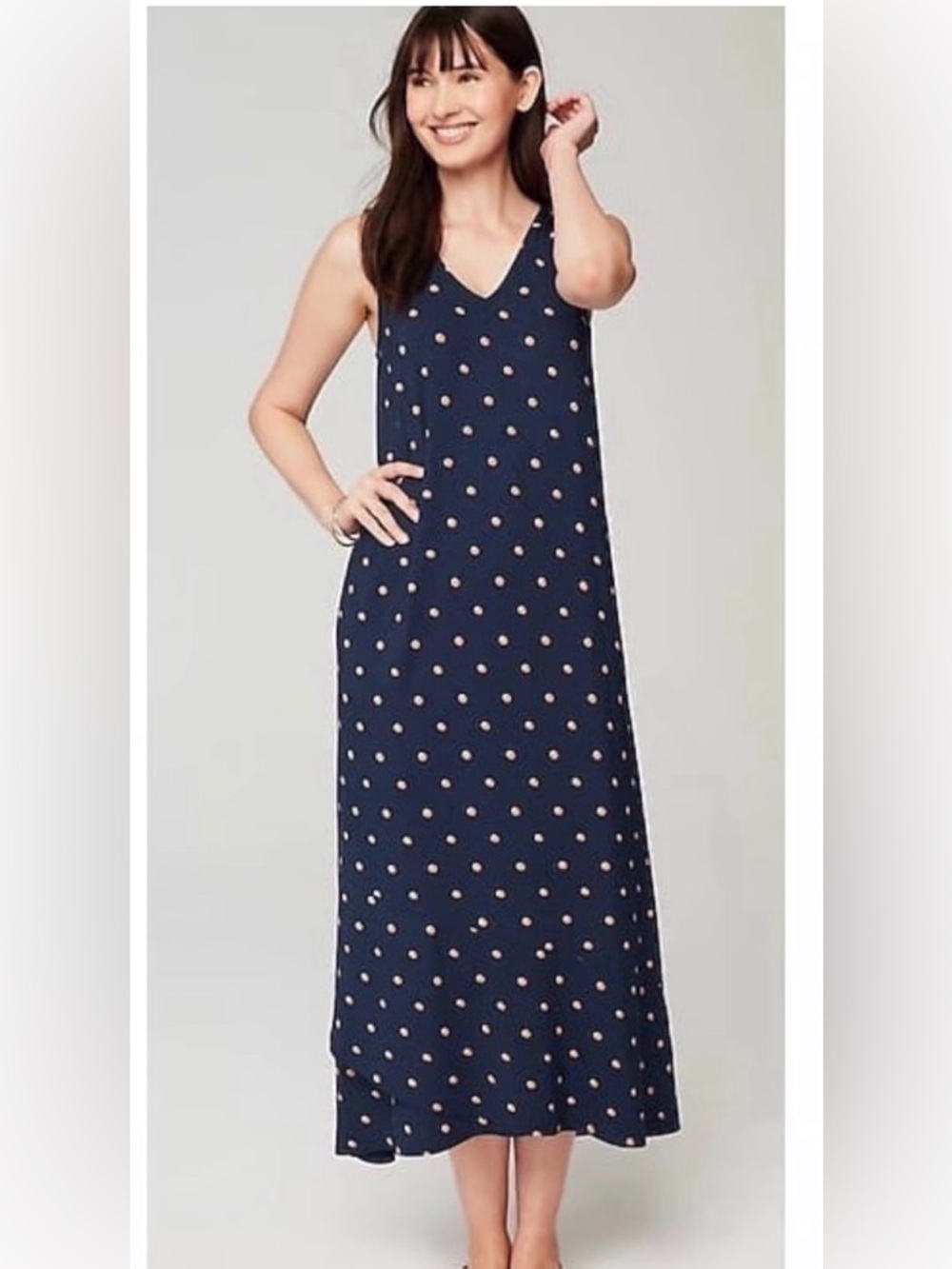 J Jill Flounce Hem Polka Dot Midi Dress